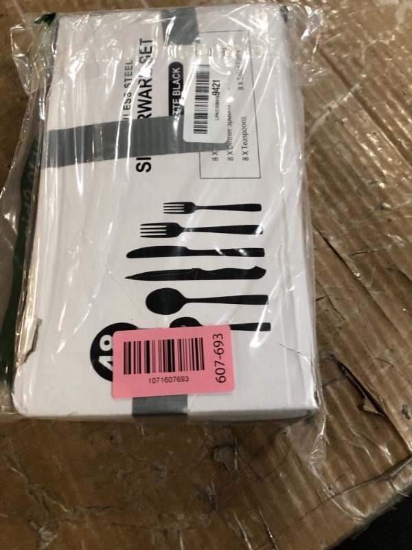 Photo 1 of ***MISSING PARTS- PLEASE SEE PHOTOTS/NOTS***
Hiware 48-Piece Matte Black Silverware Set with Steak Knives, Black Flatware Set for 8, Stainless Steel Tableware Cutlery Set, Utensil Sets for Kitchen