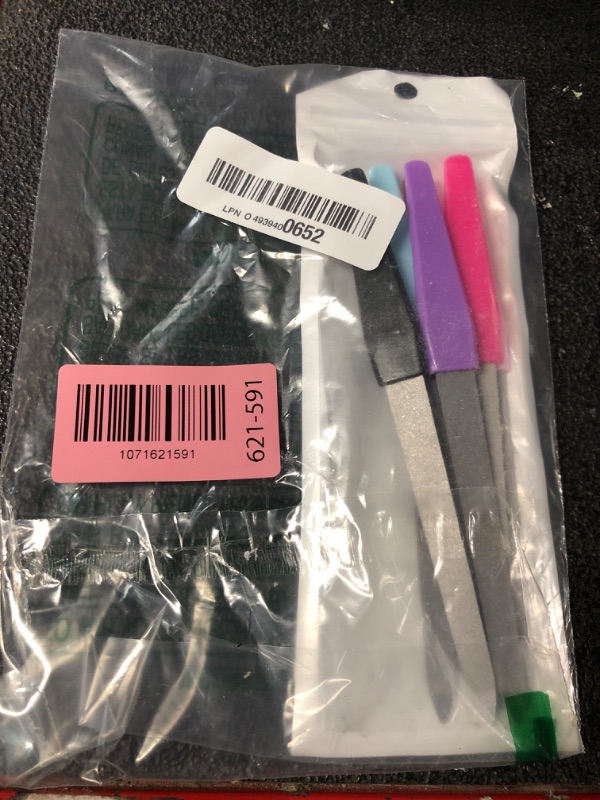 Photo 1 of **Only 4** Metal Nail File Set (12 pcs) - Stainless Steel Nail Files for Natural Nails, Sword-Shaped Fingernail Files with Non-Slip Handle, Sharp Tip, and Sapphire Grit for Women and Men