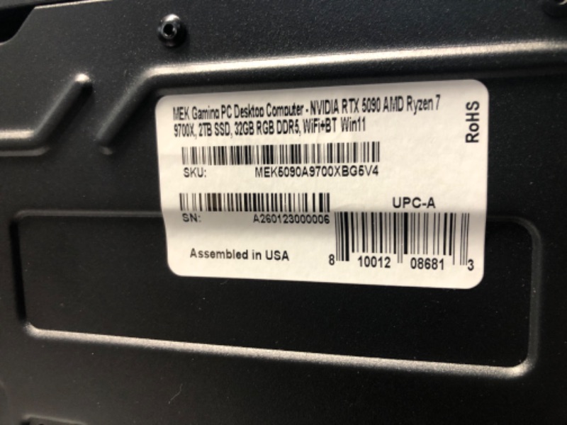 Photo 1 of ***MISSING PARTS - Missing RAM and Processor- PRICE ADJUSTED*** ZOTAC MEK Gaming PC Desktop, NVIDIA GeForce RTX 5090 32GB GDDR7, AMD Ryzen 7 9700X Up to 5.5GHz, 32GB DDR5, 2TB NVMe SSD, 1200W 80+ Gold PSU, WiFi 7, Windows 11 Pro
