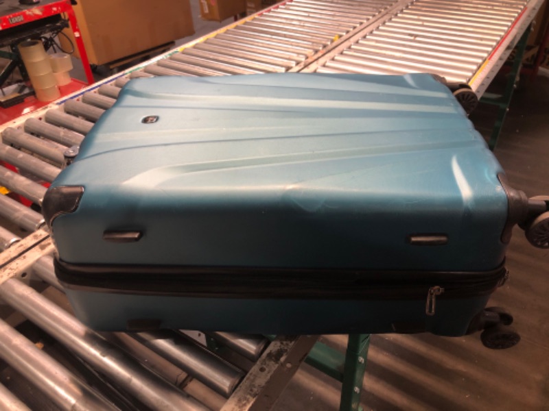 Photo 1 of ***DAMAGED - SEE NOTES/PICTURES*** SWISSGEAR Sion Softside Expandable Spinner Luggage Durable Lightweight Travel Suitcase, Teal, Checked-Large 29-Inch