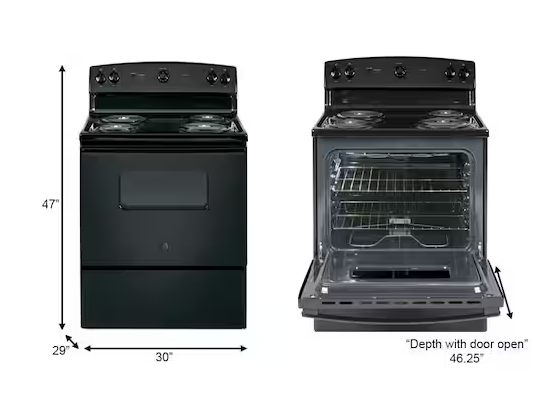 Photo 1 of ***DAMAGED - SEE NOTES/PICTURES*** 30 in. 4 Burner Element Free-Standing Electric Range in Black