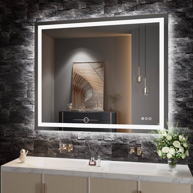 Photo 1 of ***FACTORY SEALED***
Amorho LED Bathroom Mirror 48''X40'' with Front and Backlit, Stepless Dimmable Wall Mirrors with Anti-Fog, Shatter-Proof, Memory, 3 Colors, Double LED Vanity Mirror, ETL Listed