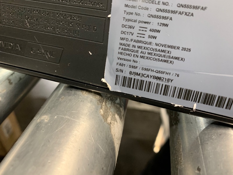 Photo 1 of ***DAMAGED, SEE PHOTOS***
Samsung 55-Inch Class OLED S95F 4K Glare Free Smart TV (2025 Model) NQ4 AI Gen3 Processor, HDR Pro, Motion Xcelerator 164Hz, Dolby Atmos, Samsung Vision AI, Alexa Built-in