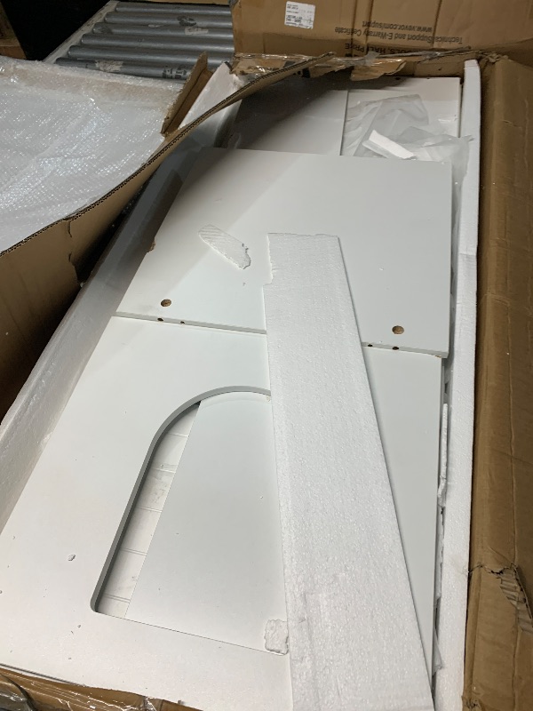 Photo 1 of ***DAMAGED - SEE NOTES/PICTURES***
***MISSING PARTS***
Feandrea Double Cat Litter Box Enclosure, Hidden Litter Box Furniture with Double Room, for 2 Cats, Modern Style, 47.2" Pet House Washroom Cabinet, Side End Table, TV Stand, White and GoldLPNRRHX95668