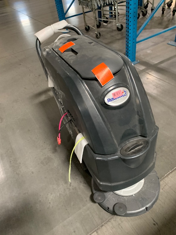 Photo 1 of ***DAMAGED DURING SHIPMENT***
Renown 20 Walk Behind Auto Scrubber With 16 Gal Tank Pad Assist