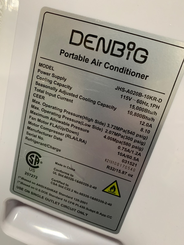 Photo 1 of *** nonfunctional******DAMAGED DURING SHIPMENT******TRUCK/TRAILER PICKUP ONLY***15,000 BTU Portable Air Conditioner, White