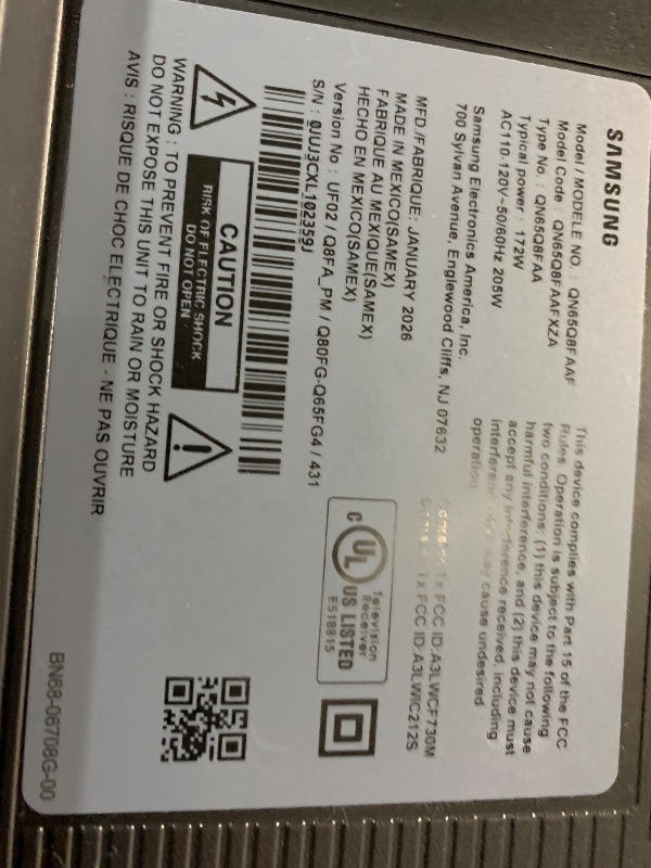 Photo 1 of ***MISSING PARTS***
Samsung 65-Inch Class QLED Q8F 4K UHD Smart TV (2025 Model) Q4 AI Processor, 100% Color Volume with Quantum Dot, AirSlim Design, Endless Free Content, Samsung Vision AI, Alexa Built-in