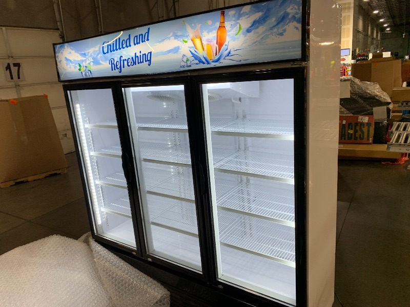 View 7 of ***DAMAGED - SEE NOTES/PICTURES***
***TRUCK/TRAILER PICKUP ONLY***
74.74 in. 59.06 cu.ft. Commercial Display Merchandiser Refrigerator with Custom LED Light Sign and Safety Locks in Black