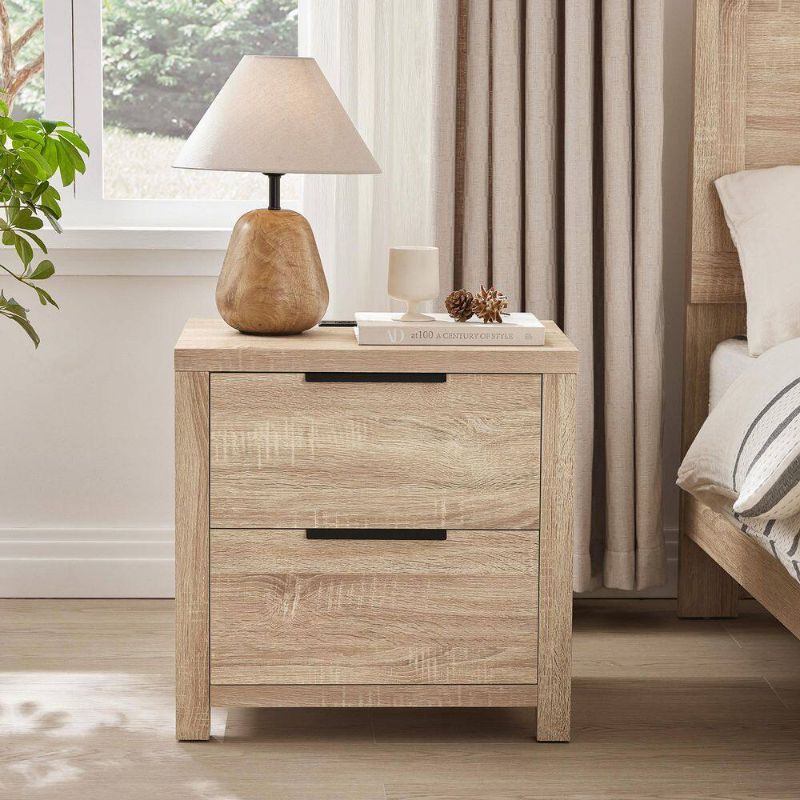 Photo 1 of ***PARTIAL SET - PRICE ADJUSTED***
***FACTORY SEALED***
Cian Farmhouse Style Natural 2 Drawers 15.75 in.W Nightstand with 2 Power Outlets, USB and Type-C Ports for Bedroom
