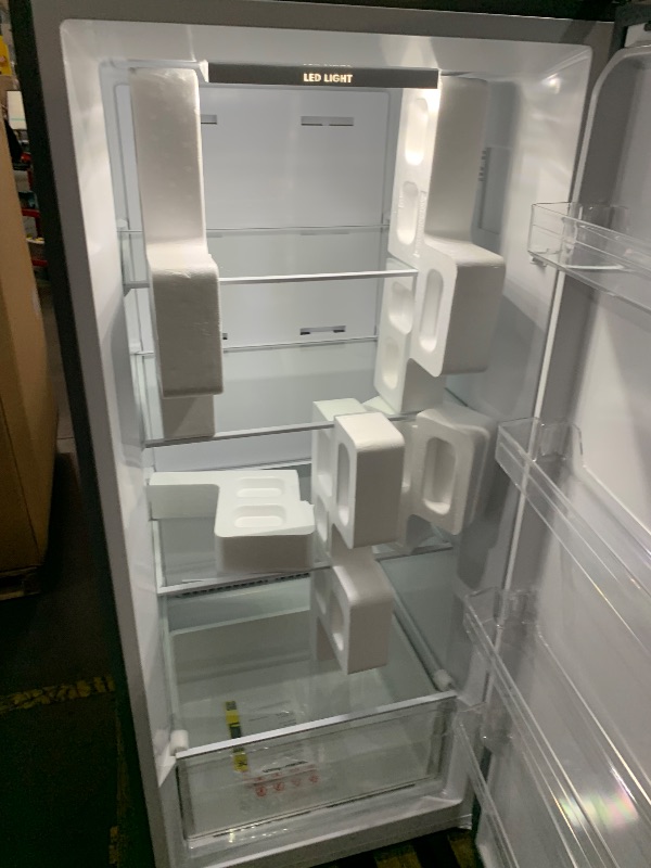 Photo 1 of ***DAMAGED - SEE NOTES/PICTURES***
Hamilton Beach HBFRF1495 14 cu ft Upright Convertible Fridge/Freezer-Frost Free-Removable Glass Shelves-LED Interior Light, Stainless