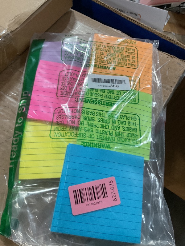Photo 1 of (12 Pads) Lined Sticky Notes 4x4 in Post, 6 Bright Colors with Lines Self-Stick Note Pads it, Strong Adhesive, 46 Sheets/Pad, 552 Sheets in Total