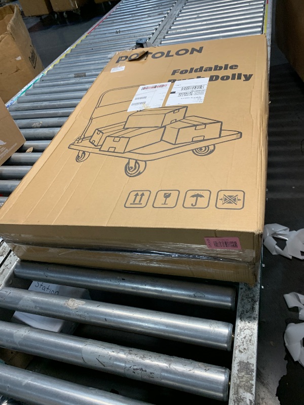 Photo 1 of ***FACTORY SEALED***POTOLON Platform Cart, 880 lbs Capacity Push Cart Dolly with 5-Inch TPR Silent Wheels, 35.4 x 23.6 Inch PP Deck Flatbed Cart for Home & Industrial Use, Black