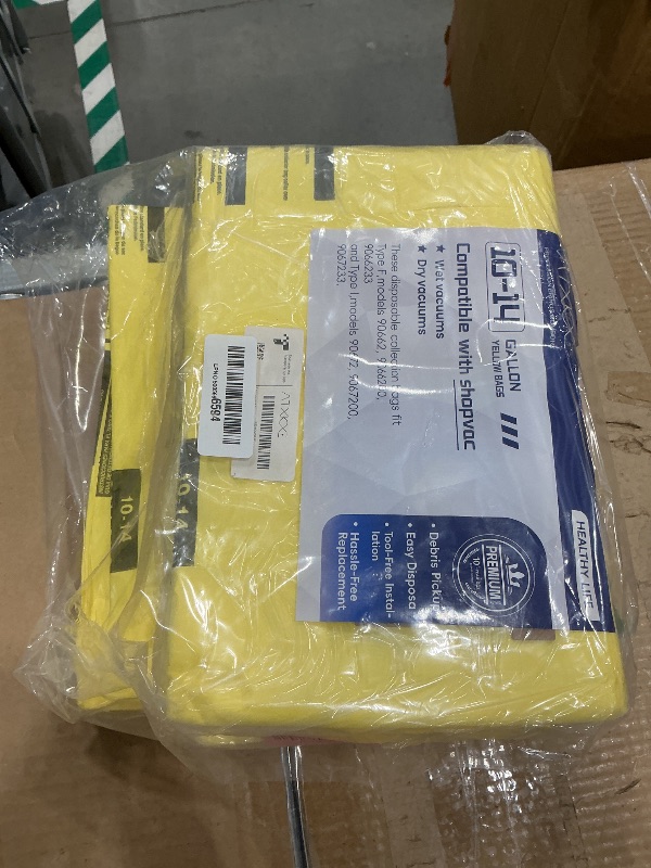 Photo 1 of 12-Pack 10-14 Gallon Bags replace for Shopvac,Type I 90672 9067200, Type F 90662 9066200 9066233, VF2005.Disposable Wet Dry Vacuum Collection Bags,Yellow