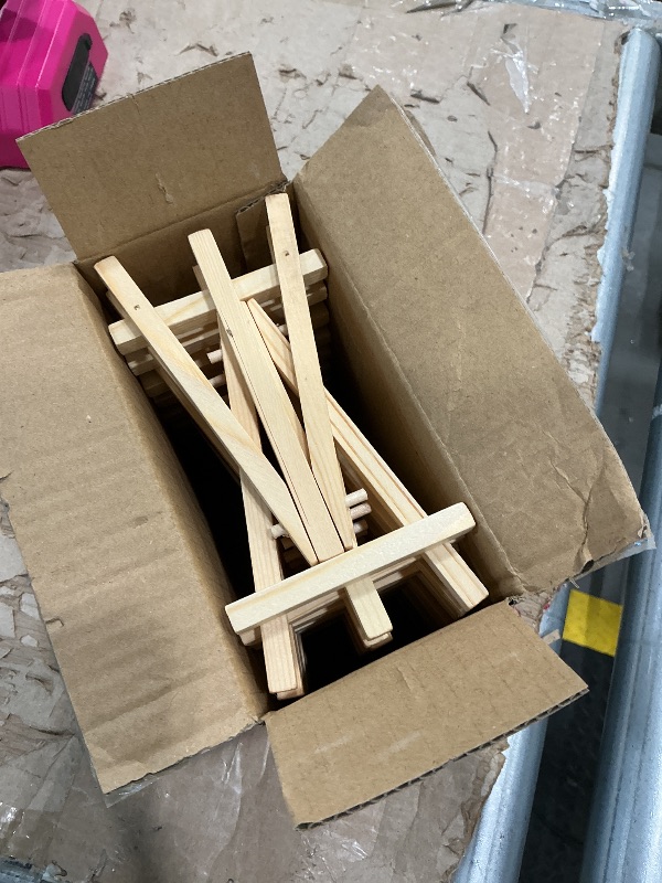 Photo 1 of 16 Pcs 5 Inch Mini Wood Display Easel, A-Shaped Small Wood Easel for Displaying Small Canvases, DIY Crafts, Photos, Gift, Home Decoration