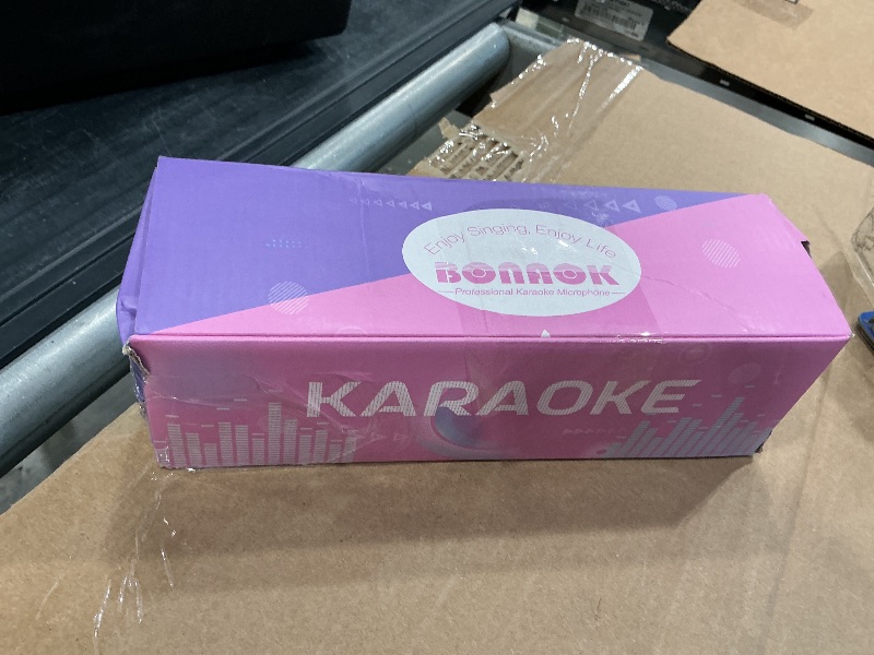 Photo 1 of [USED & MINOR DAMAGE] BONAOK Karaoke Microphone for Kids & Adults - Bluetooth Microphones Singing Mic with Disco Lights, Echo Effect, Built-in Speaker Portable Karaoke Player for Party Travel Gifts Q78(Rose Gold)