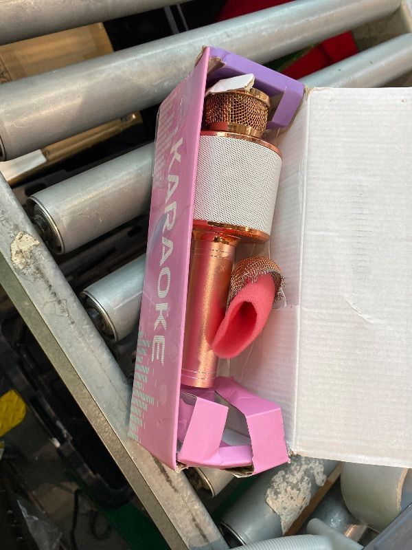 Photo 1 of [USED & MINOR DAMAGE] BONAOK Karaoke Microphone for Kids & Adults - Bluetooth Microphones Singing Mic with Disco Lights, Echo Effect, Built-in Speaker Portable Karaoke Player for Party Travel Gifts Q78(Rose Gold)