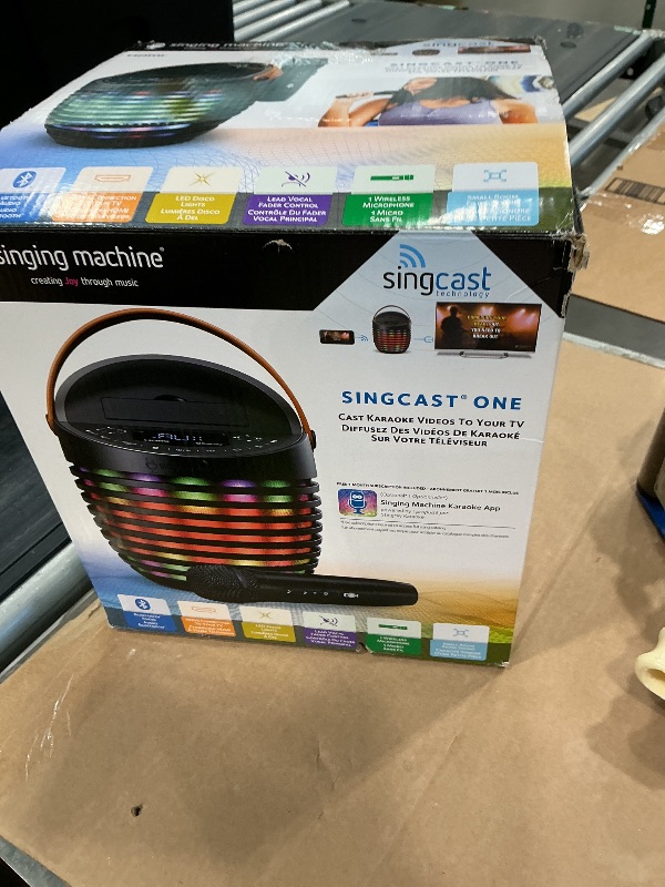 Photo 1 of *MISSING PARTS - see clerk notes*
Singing Machine Karaoke system for Adults & Kids with Wireless Microphone, SingCast One - Karaoke Speaker with Video Casting Technology, Karaoke System with Bluetooth & Echo Effects