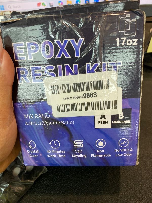 Photo 1 of **USED - MINOR DAMAGE**
GRLELOU Epoxy Resin 17OZ, Crystal Clear Epoxy Resin Kit, Not Yellowing, Bubble Free, Self-Leveling, Coating & Casting for Jewelry Making, DIY Art Crafts, Molds, Beginners, Starter Kit (8.5OZ x 2)