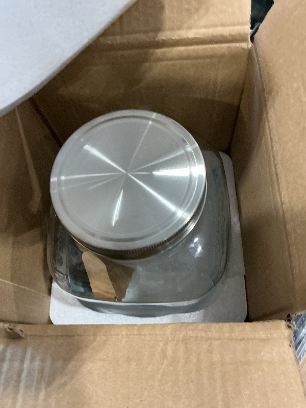 Photo 1 of 1 Gallon Glass Beverage Dispenser with Lid, Stainless Steel Spigot, Glass Drink Dispensers for Parties, Lemonade Dispenser With Ice Cylinder for Weddings, Party,Sun Tea Jar, Water Juice Dispensers