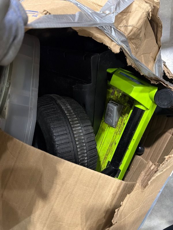 Photo 1 of *MAJOR DAMAGE*
Kid Trax 12V Zero Turn Lawn Mower Toodler Toys - Ride on Toy, Outdoor Toys, Tractor Toy, Riding Mower, Ride On Tractor, Dual Handle, Twist and Turn, Speed to 3MPH, Max Weight of 77lbs, Age 3-7, Green