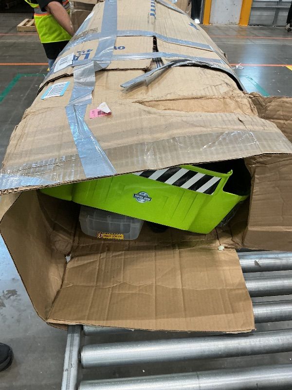 Photo 1 of *MAJOR DAMAGE*
Kid Trax 12V Zero Turn Lawn Mower Toodler Toys - Ride on Toy, Outdoor Toys, Tractor Toy, Riding Mower, Ride On Tractor, Dual Handle, Twist and Turn, Speed to 3MPH, Max Weight of 77lbs, Age 3-7, Green