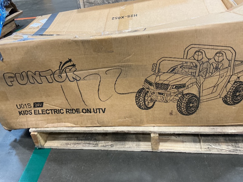 Photo 1 of *FOR PARTS ONLY*
FUNTOK 24V 2 Seater Ride On UTV Toys for Big Kids, XL 4WD Ride-on Dump Truck w/Remote Control, 4x200W Motors, Motorized Dump Bed, Soft Start, 5 MPH, Lights, Bluetooth, Drivable Cars for Kids Ages 3-8 NO CAR JUST WILL AND SEAT AND RAILING