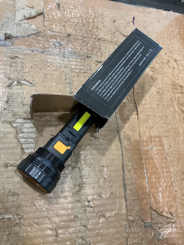 Photo 1 of ***POWER BUTTON MISSING*** E-SHIDAI Solar Rechargeable Flashlight, Multi Function 1000 Lumens LED Flashlight with Emergency Strobe Light, Handheld LED Flashlights for Home Emergencies Camping