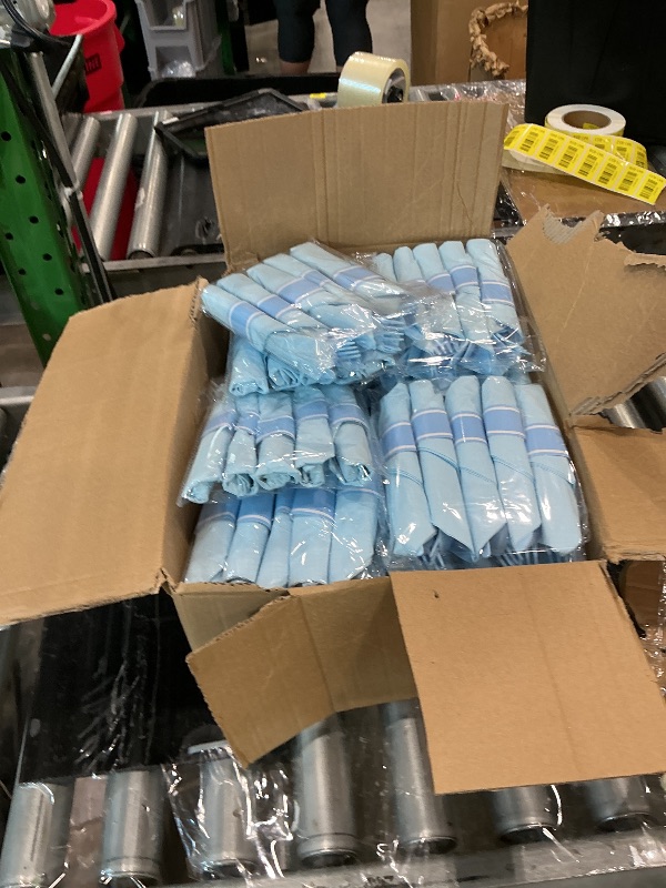 Photo 1 of 100 Pack Pre Rolled Blue Plastic Cutlery Set with Paper Napkins, Blue Pre Rolled Silverware Set Disposable for Wedding, Party, and Event, Pre Wrapped Plastic Utensils with Napkins for Baby Shower