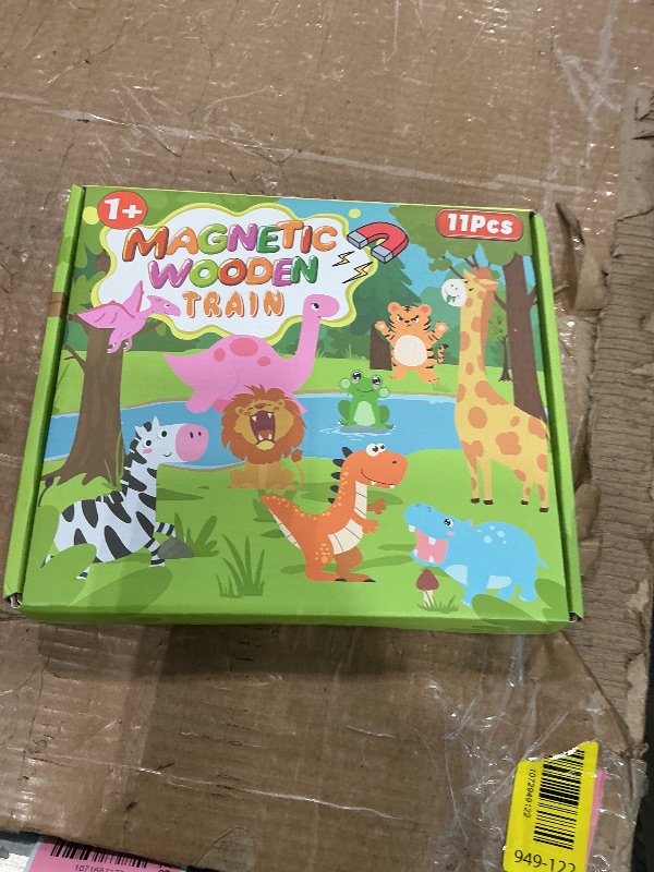 Photo 1 of 11 Pcs Magnetic Dinosaur Train Set Montessori Toys for 1 2 3 Years Old Toddlers Boys Girls, Wooden Dinosaur Preschool Learning Easter Basket Stuffers Sensory Toys Birthday Gifts Ages 1-3, 2-4