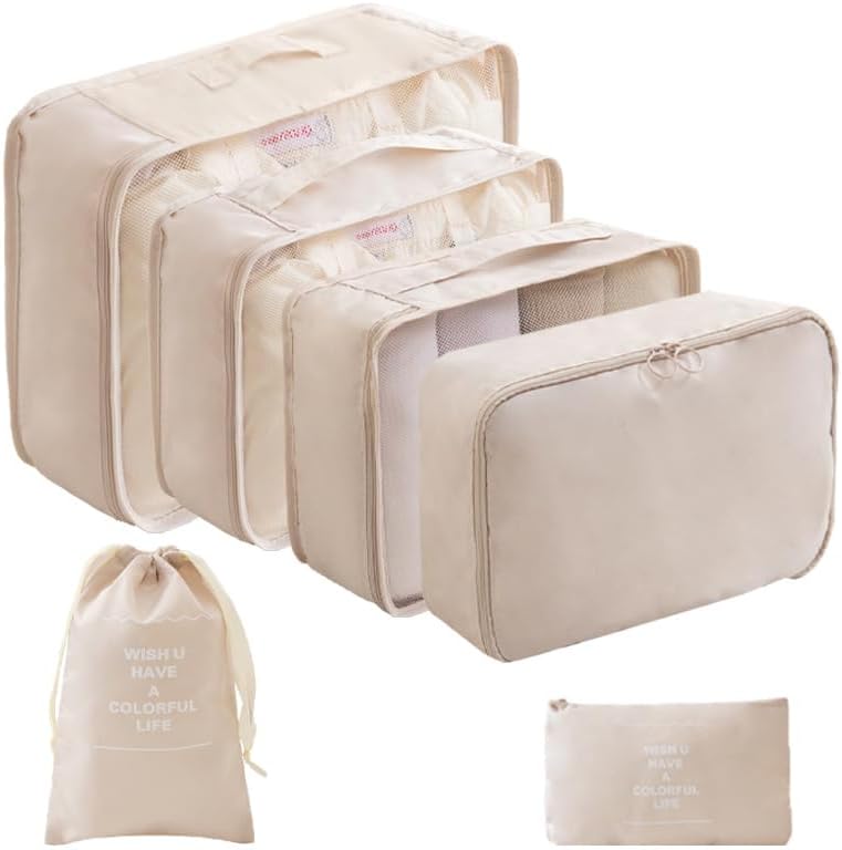 Photo 1 of ****SIMILAR****TRAVEL 6 Set Packing Cubes for Travel, Luggage Organizers with Shoe & Toiletry Bags, Lightweight Suitcase Organizer for Carry-On, Washable Laundry Bags (Beige)
**MISSING 2 PCS**