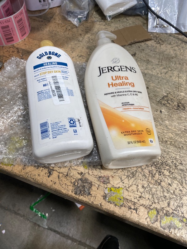 Photo 1 of ************bundle items*************
Gold Bond Healing Hydrating Body Lotion with Aloe, Moisturizer for Dry to Extra Dry Skin, 24-HR Hydration to Soothe & Comfort, Non-Greasy, Dermatologist-Tested, Light Scent, 24 Oz Family Size Pump