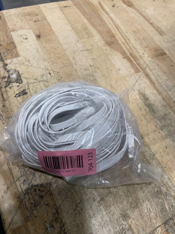 Photo 1 of  Ethernet Cable 100ft, 10Gbps Support Cat8 Cat7 Network, Flat RJ45 LAN Patch Cable, High-Speed Wired Internet Cable for Router, Modem, Switch, Gaming Consoles, PC, Streaming Devices, White