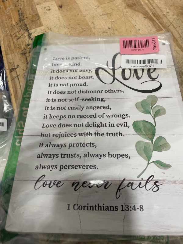 Photo 1 of 1 Corinthians 13:4-8 Inspirational Quote Decor Sign, Love is Patient Love is Kind, Hanging Printed Wall Plaque Wood Signs, Christian Scripture Prayer Wall Decor, Gift for Christian 10X7.8inch
