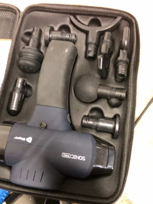 Photo 1 of **Cord missing** LifePro Sonic Pro Handheld Electric Massage Gun – Deep Tissue Percussion Massager Gun with 10 Speeds & 9 Heads – Muscle Massager for Athletes Back, Legs, Arms