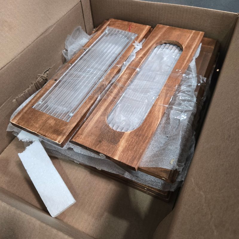 Photo 1 of **MISSING PIECES**WouZglk Extra Large Corner Bread Box for Kitchen Countertop, 16.5 Inch Charred Pine 2-Tier Breadbox with Glass Wavy Door Panel, Vintage Farmhouse Style Wood Design (Pine Wood)