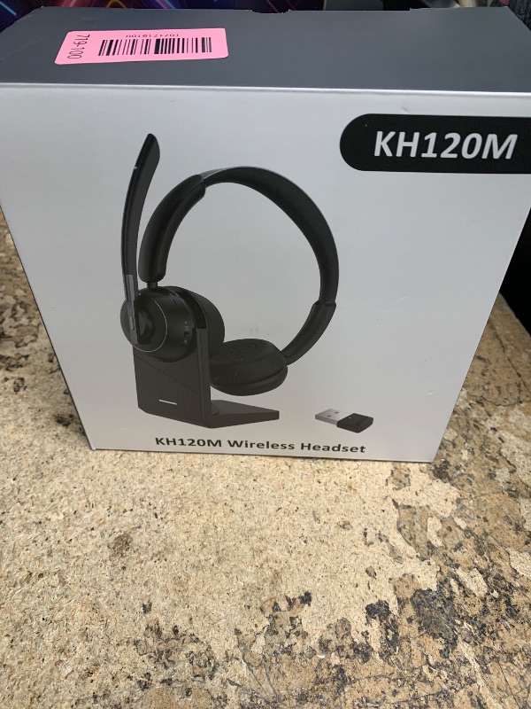 Photo 1 of (2025 Upgraded) Wireless Headset with Mic for Work, Bluetooth Headset with Noise Canceling Microphone with Dongle, Charging Base & Mic Mute, Wireless Headphones for Work from Home/PC/Computer