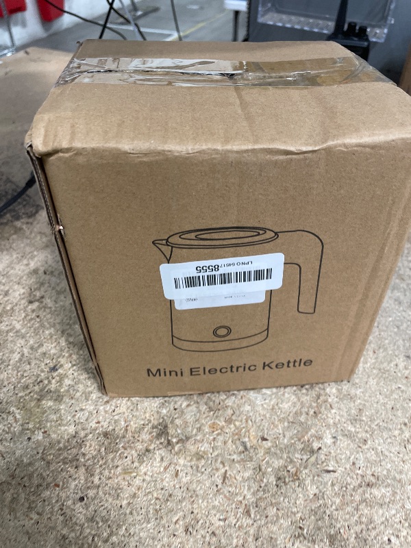 Photo 1 of 0.5L Small Portable Electric Tea Kettle Stainless Steel, Travel Mini Electric Coffee Kettle, Hot Water Boiler Heater for Business Trip, Camping, Travel, Office (White)