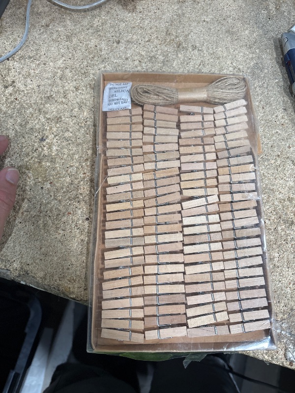 Photo 1 of 1.35 Inch Mini ClothesPins for Photo?100 Pcs? with 32 Feet Jute Twine?Mini Clothes Pins for Crafts,Wooden Small Clothes Pins for Pictures,Tiny Decorative Clothespins for Baby Shower(Natural Color)