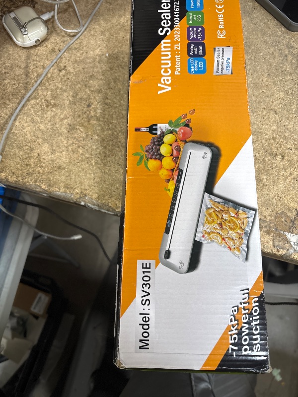 Photo 1 of (missing few bags/ missing) Vacuum Sealer for Food,75 Kpa Precision Suction Power 6-in-1 Food Sealer with Digital Timer, Dry & Moist Food Modes, Compact Design with 10 Vacuum Bags & Built-in Cutter