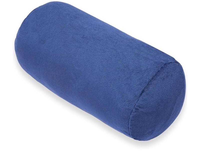 Photo 1 of  1 MIDDLE ONE Round Cylinder Bolster Pillow with Removable Velvet Cover, Tube Roll Cervical Pillow for Head, Neck, Back and Legs Support, 13"x 6", Blue