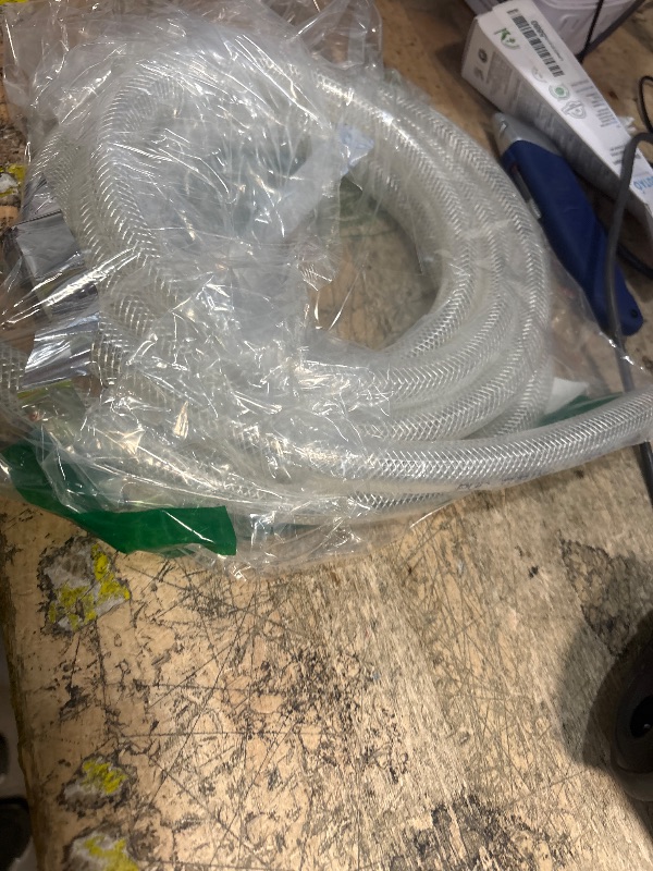 Photo 1 of 1/2" ID x 3/4" OD - 10 Ft High Pressure Braided Clear PVC Tubing Flexible Vinyl Tube, Heavy Duty Reinforced Vinyl Hose Tubing, BPA Free and Non Toxic