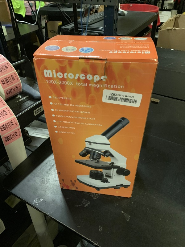 Photo 1 of PalliPartners Compound Microscope for Adults & Students - 100X-2000X High-Power Biological Microscope for Students, School Lab & Home Education, with Slides Set & Phone Adapter (White)