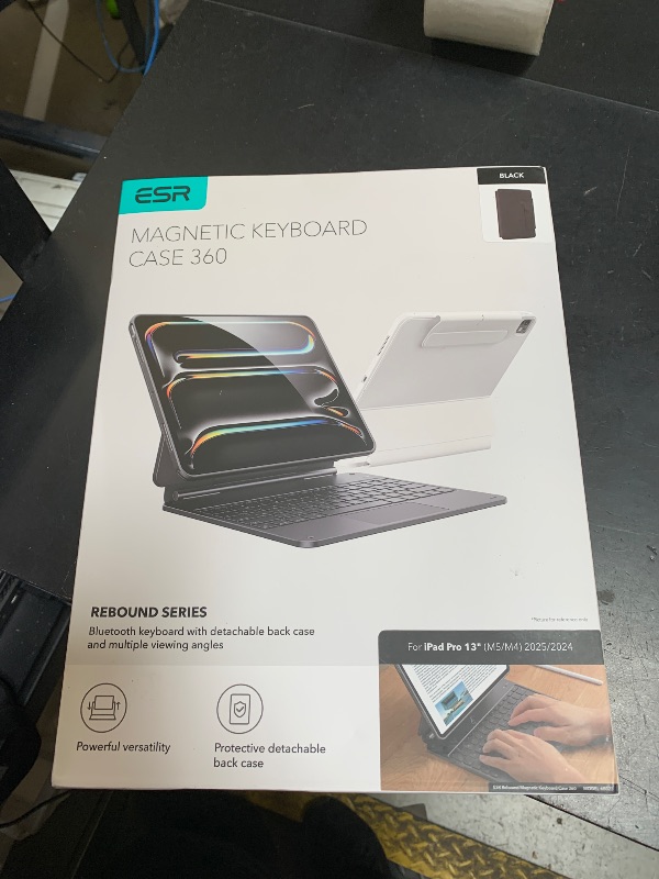 Photo 1 of ESR [Upgraded] iPad Pro 13 Inch Case with Keyboard (M5/M4, 2025/2024), iPad Pro 13 Keyboard Case with Magnetic Stand, Portrait/Raised Modes for iPad Pro 13, Removable, Rebound 360 Series, Black