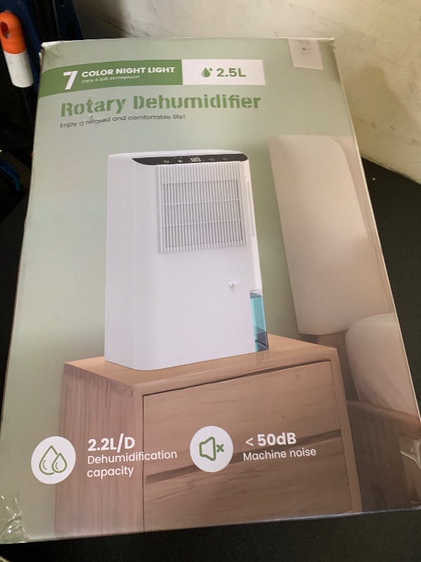 Photo 1 of Dehumidifiers for Home, 2000 Sq.Ft Small Dehumidifier with 3.3ft Drain Hose, 2.5L Tank, Timer Sleep Mode, Portable Dehumidifier for Basement, Bedroom, Bathroom (Sweet White)