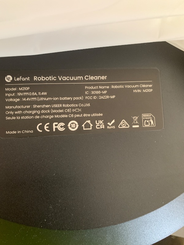 Photo 1 of Lefant Robot Vacuum, Slim Quiet, 3 Adjustable Strong Suction Levels, Robot Vacuum Cleaner Ideal for Pet Hair Hard Floor and Daily Cleaning, WiFi/App/Alexa/iWatch Control, M210 Pro