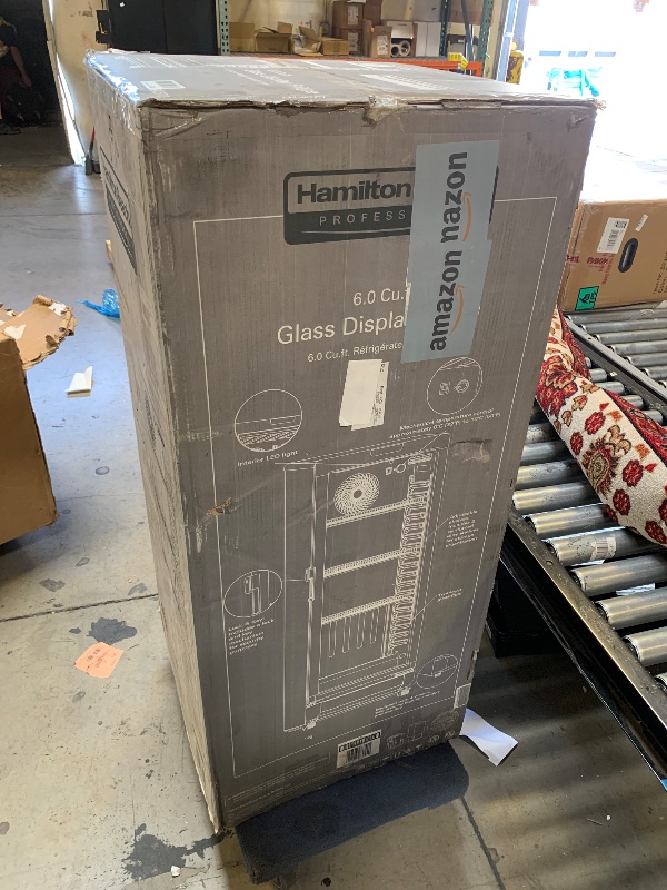 Photo 1 of Hamilton Beach, 6.0 Cu. Ft. Commercial Glass Door Display Merchandiser Refrigerator Cooler, ETL, Black