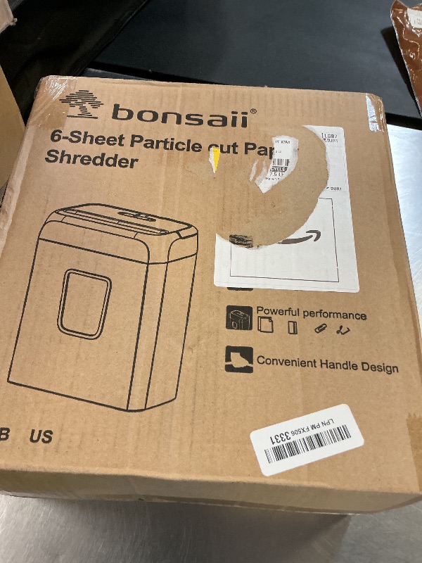 Photo 1 of Bonsaii Paper Shredder for Home Use, 3.4 Gal Wastebasket, 6 Sheet Crosscut Paper Credit Cards, Staples, and Clips Shredder for Home Office Use, Portable Handle Design (C237-B New Version)