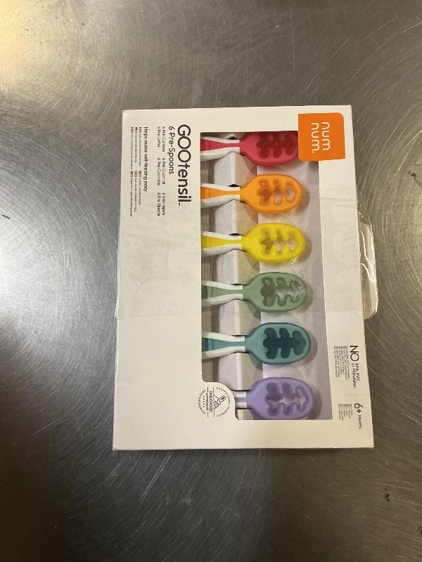 Photo 1 of NumNum Baby Spoons Set, Baby Essentials Pre-Spoon GOOtensils for 6+ Months, First Stage Self-Feeding Spoons for Baby Led Weaning (BLW), Silicone Toddler Utensils, BPA-Free, 6 Pack Rainbow