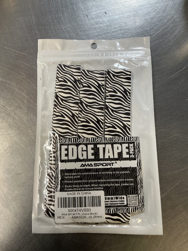 Photo 1 of AMA SPORT Pickleball Paddle Edge Guard Tape 3 Pack Edge Protection Tapes 26mm Width Paddle Edge Cover Perfectly Fits Curved Edge Without Wrinkling (Zebra Black)