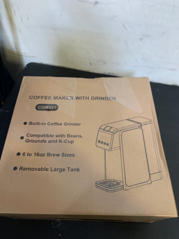Photo 1 of Horavie Single Serve Coffee Maker with Built-in Grinder, Fast Brew 6-16oz Single Cup for Whole Beans, Grounds, K Pod, Grind and Brew Coffee Maker with 47oz Water Tank, Descaling Alert, Black